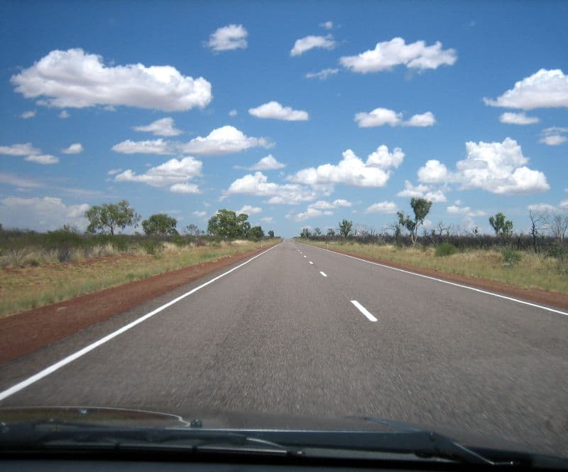 A long stretch of the Stuart Highway through inland Australia