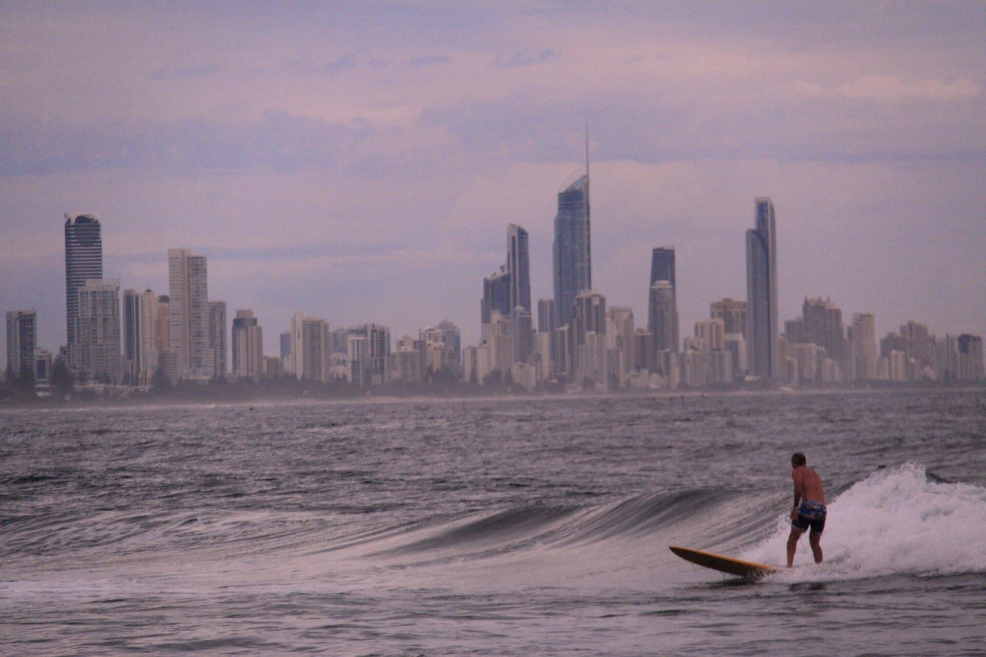 A surfer on a wave off the Gold Coast